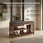 Topika - Shoe Rack Bench 3 Tier Bamboo Bench With Cushioned Seat