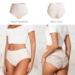 Lekkon 3 Pack Lace High-Waisted Women Panties, Silky Microfiber Underwear