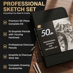 Topika - Sketch Pencil Artists Pencil Set, 50Pcs Drawing Pencil Set