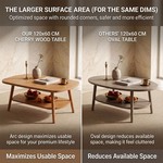 Topika - 2 Tier Coffee Table With Storage Shelf, Low Oval Coffee Table