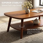 Topika - 2 Tier Coffee Table With Storage Shelf, Low Oval Coffee Table