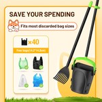 Topika Pet Pooper Scooper Long Handle Swivel Bin & Rake with 40 Waste Bags