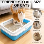 Topika Cat Litter Box with Scoop, Top Open, Easy Clean | Blue