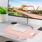 Topika 3 in 1 Mouse Pad With Wrist Support,Extra Large Leather Mousepad Set