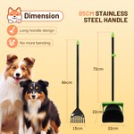 Topika Pet Pooper Scooper Long Handle Swivel Bin & Rake with 40 Waste Bags