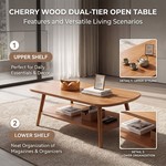 Topika - 2 Tier Coffee Table With Storage Shelf, Low Oval Coffee Table