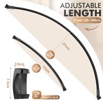 TopikaHome-Adjustable Shower Curtain Rod Curved Black 120-180cm, Wall-Mount