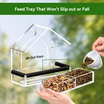 Topika Window Bird Feeder with 5 Strong Suction Cups, Clear Acrylic
