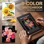 Topika 120 Colouring Pencils Set, 2 Sketchbooks, Oil-Based Drawing Art Set