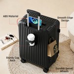 Topika Suitcases Hand Luggage Carry On With Cup Holder Hard Shell Black
