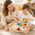 Topika Wooden Toddler Drum Set Montessori Musical Instruments for 1-9 years