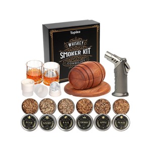 Topika Whiskey Smoker Kit Cocktail Smoker with Torch, 6pcs Wood Chips Set