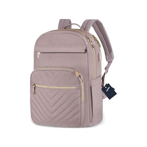 Topika - Ladies 15.6" Laptop Backpack , USB Port, Waterproof, Pink Oxford