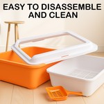 Topika Cat Litter Box with Scoop, Top Open, Easy Clean| Orange