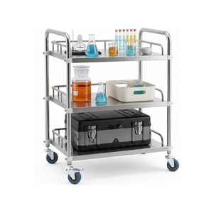 Topika - Storage Trolley On Wheels, 3-Tier Stainless Steel Utility Cart