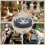 Topika Round Plush Pet Bed, Washable & Non-Slip Dog Bed, Cat Bed