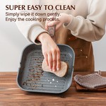 Topika Non-stick Grill Pan, 24/28cm Square Griddle Pan with Pour Spouts