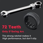 Topika - 14 Pieces Flexible Ratchet Wrench Set 6-19mm, Metric Gear Spanner Kit