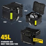 Topika 45L/65L Aluminum Motorcycle Top Box Tail Case, Trunk Box with Lock