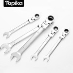 Topika - 7pcs Flex Head Ratcheting Wrench Set, Chrome Vanadium Steel Tools