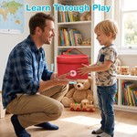 Topika Wooden Kids Doctor Kit and Dentist Play Set with Red Cloth Bag