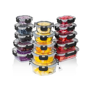 Topika 15-Piece Glass Food Storage Containers with Lids, Airtight Leakproof