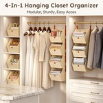 Topika 4 Tier Hanging Closet Organizer with 4 Bins & 8 Hooks