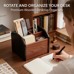 Topika - Remote Caddy For Table, TV Remote Caddy, Wooden Desk Organizer