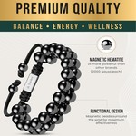 Topika Amethyst Bracelet, 6mm Magnetic Hematite for Men & Women 2 Pack