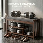 Topika - Shoe Rack Bench 3 Tier Bamboo Bench With Cushioned Seat