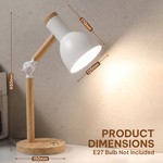 Topika - Wooden Desk Lamp, Screw Socket Table Lamp With Metal Shade