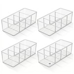 Topika 4 Pack Clear Storage Containers with Dividers Cabinet Organiser Bins