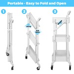 Topika Folding Mobile 3 Tier Metal Trolley, Rolling Storage Cart Home Decor