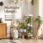 Topika - Carbonized Wood Plant Ladder Stand Rack, Indoor & Outdoor Use