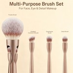 Topika 4-in-1 Magnetic Makeup Brush Set with Storage Pouch