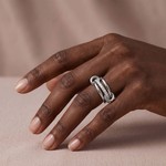 Topika Interlocked Stackable Rings for Women, Gold & Silver 2pcs Set