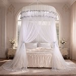 Topika Bed Canopy Lace for Girls, Princess Canopy Bed Curtains, 1.2 x 2.7m