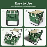 Topika Gardening Tools Set With Folding Garden Stool And Tote