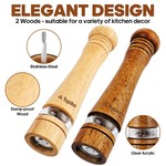 Topika Wooden Salt and Pepper Grinder Set with Tray, 8/10 Inch, 2 per set