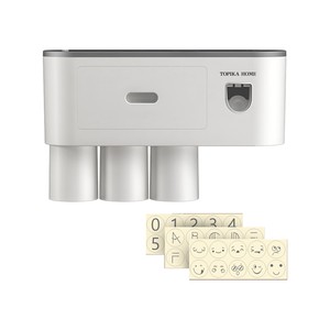 Topika 3 Cup Wall-Mounted Toothbrush Holder, Automatic Toothpaste Dispenser