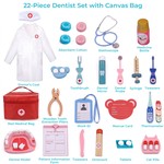 Topika Kids Wooden Doctor Kit 22-Piece Pretend Play Set with Coat and Bag