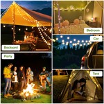 Topika Outdoor Solar String Lights, Camp String Lights 12M Rechargeable LED