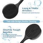 Topika - Back Scrubber for Shower, Black Silicone Body Scrubber with Handle