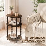 Topika - Narrow Side Table With 3-Tier Storage, Dark Brown, Oval Design