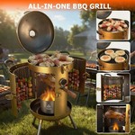 Topika Hand-Forged Thickened Carbon Steel Multifunctional Barbecue Grill