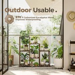 Topika - Carbonized Wood Plant Ladder Stand Rack, Indoor & Outdoor Use