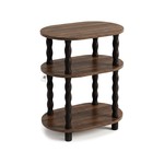 Topika - Narrow Side Table With 3-Tier Storage, Dark Brown, Oval Design