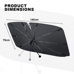Topika Foldable Umbrella Car Windshield Sunshade with Bag -Black 140 x 79cm