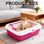 Topika Cat Litter Box with Scoop, High Sides, Open Top | Red