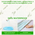 Topika Mattress Protector Waterproof Bamboo Fitted Sheet, Deep Pocket Cover